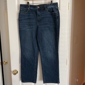 Talbots Curvy Fit Straight Leg Jeans Dark Wash Size 14 Cotton Blend